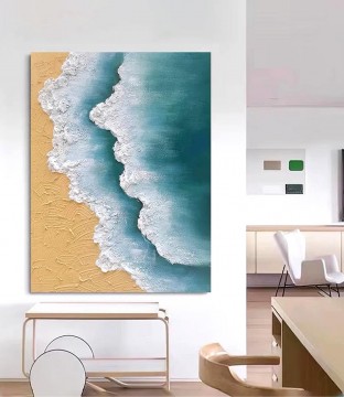 Texturizado Painting - Ola de playa arena abstracta 28 arte de la pared textura minimalista